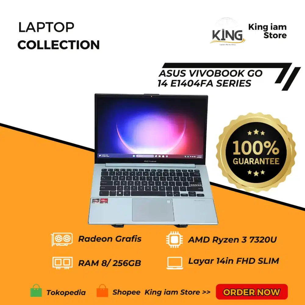 ASUS Vivobook Go 14 E1404FA Ryzen 3 7320U 8GB 256GB SSD FHD