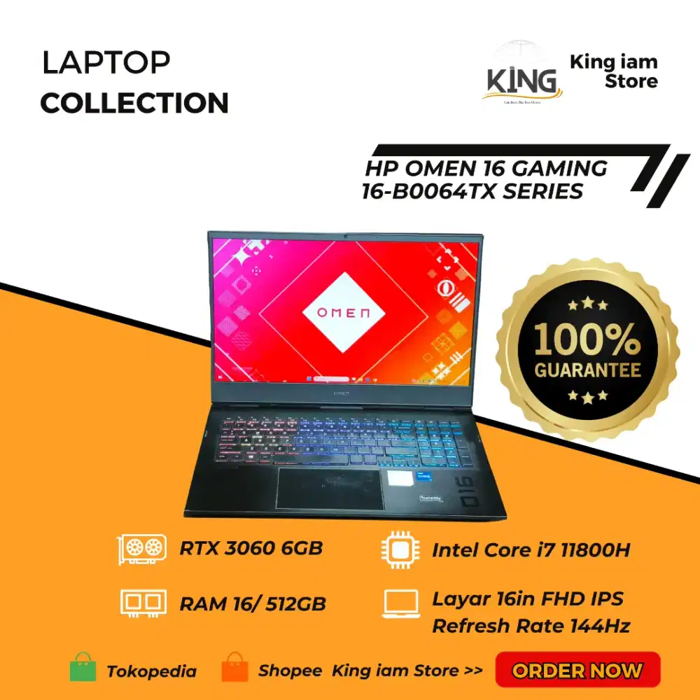 Laptop Gaming HP OMEN 16 16-B0064TX i7 11800H RTX 3060 RAM 16/512GB