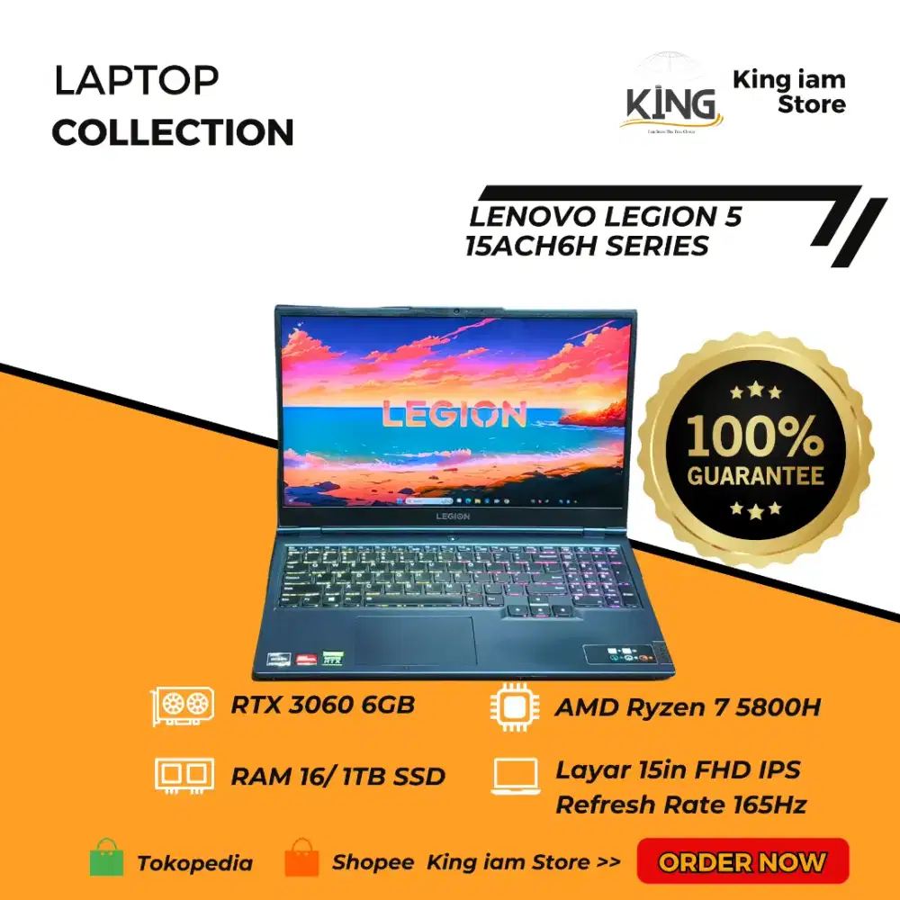 Laptop Gaming Lenovo Legion 5 15ACH6H Ryzen 7 5800H RTX 3060 165Hz