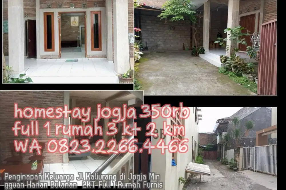 Penginapan Keluarga Jl Kaliurang di Jogja Mingguan Harian Bulanan  2KT