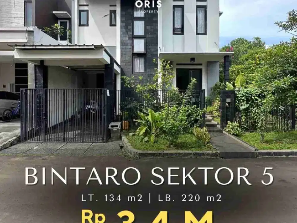 Rumah Cantik Hoek Depan Taman di Bintaro Jaya 5 Tangsel