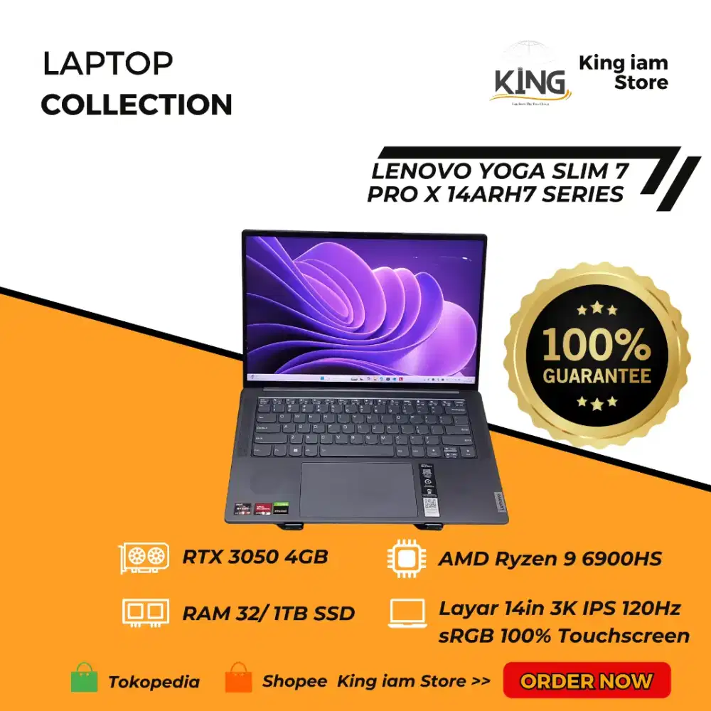 Lenovo Yoga Slim 7 Pro X Ryzen 9 + RTX 3050 RAM 32/1TB Layar 3K Touch