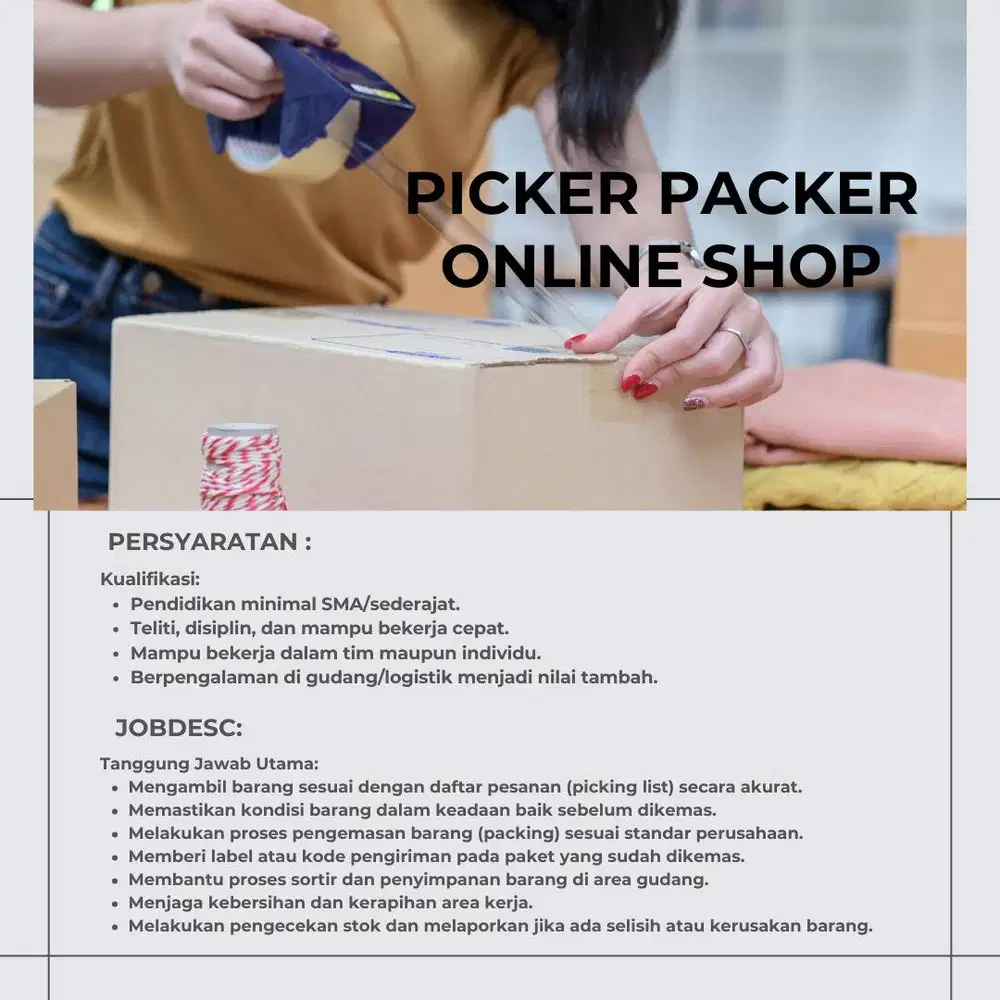 Staff Packing & Picker Online Shop