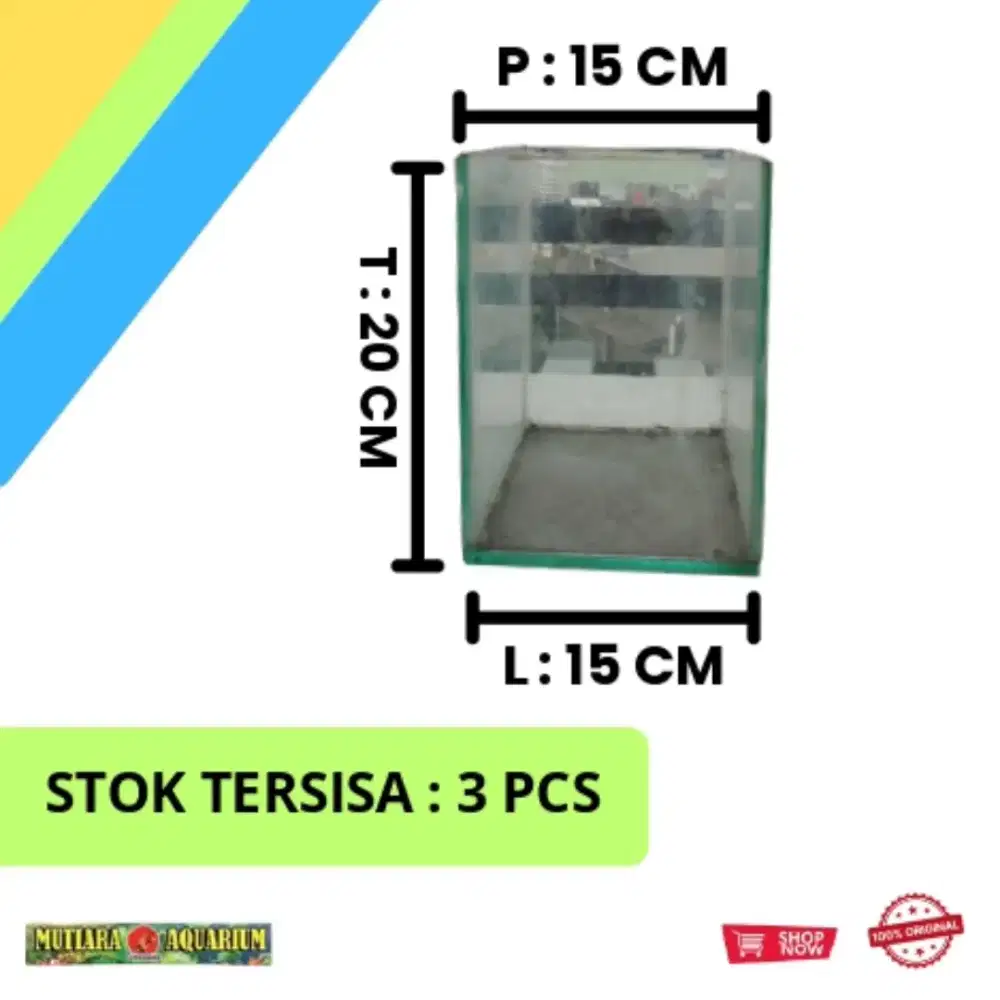 AQUARIUM BEKAS UKURAN 15 X 15 X 20 CM ( 99% LAYAK PAKAI )