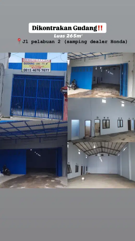 Gudang dengan luas 265m² dijalan pelabuan 2.