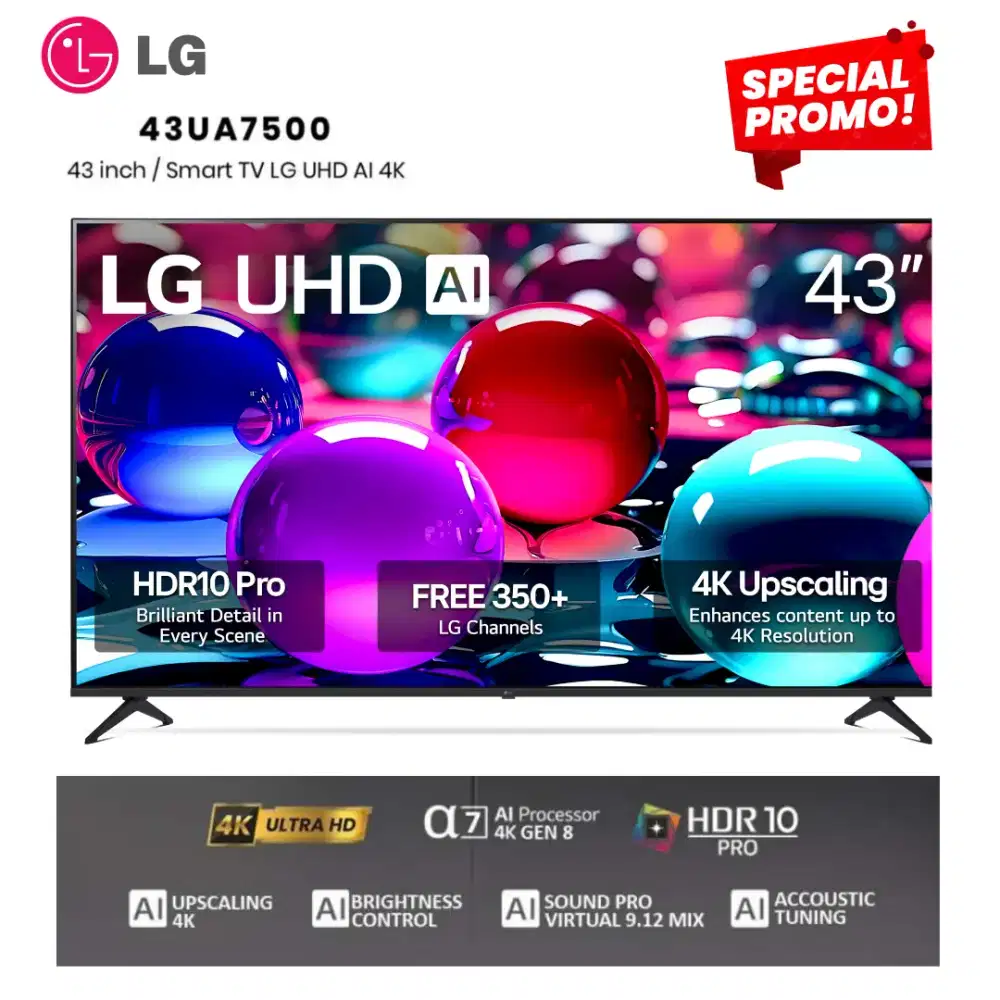 LG UHD AI 4K Smart TV 43 Inch LG 43UA7500PSA AI ThinQ HDR10 Sound Pro