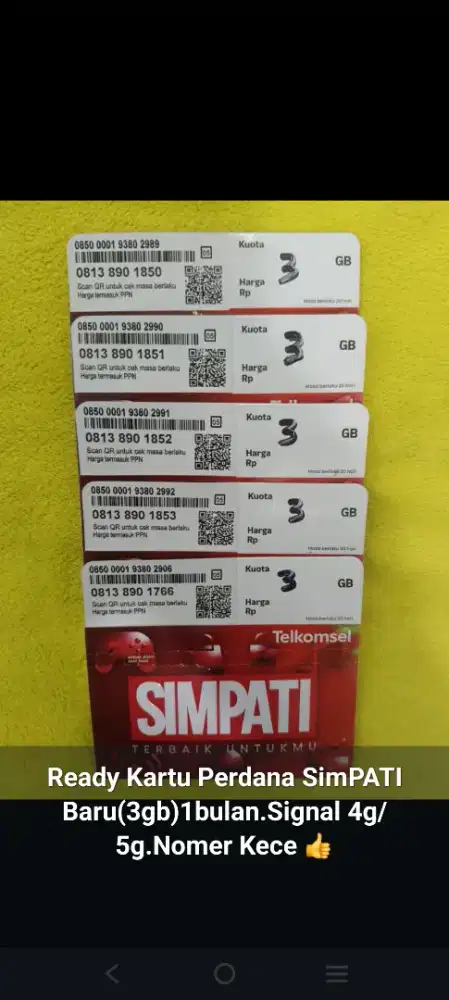 Jual Kartu Perdana Baru Simpati Handphone ready