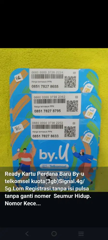 Jual Kartu Perdana By u simpati baru dpt kuota 3gb lom registrasi