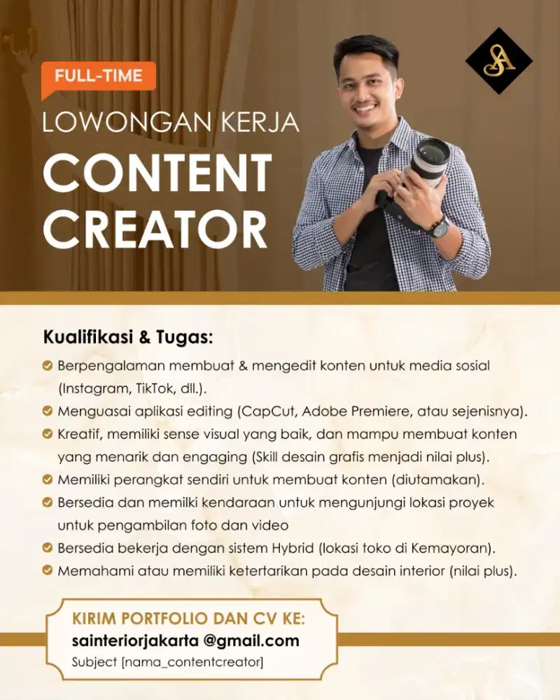 Lowongan Content Creator/Social Media Manager