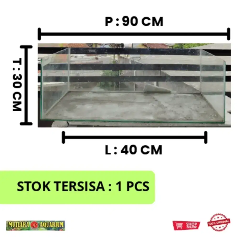 AQUARIUM BEKAS UKURAN 90 X 40 X 30 CM ( 99% LAYAK PAKAI )