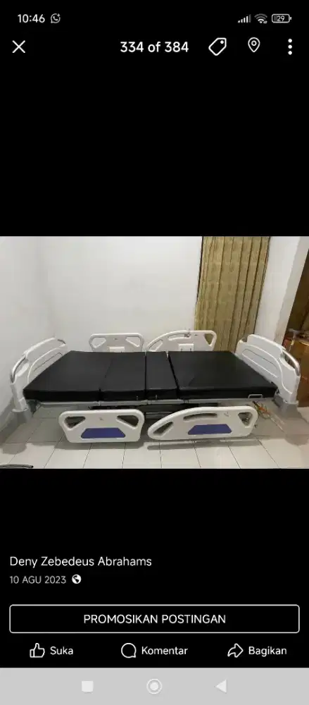 Bed pasien elektrik baru dipakai 5 hari