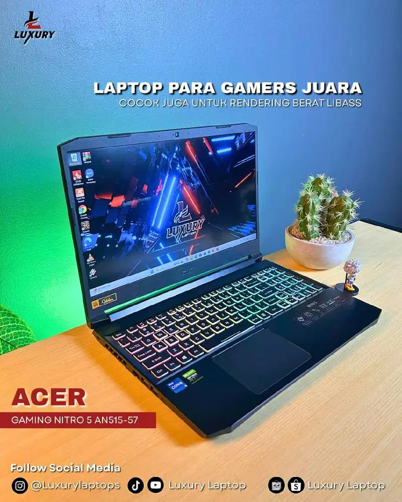 LAPTOP GAMING ACER NITRO 5 AN515-57 CORE I5 GEN 11 NVIDIA RTX 3050 BU