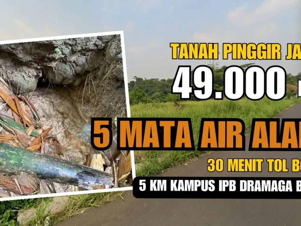 Jual Tanah di Ciampea Bogor, Pinggir Jalan Ada 5 Mata Air di Kebun