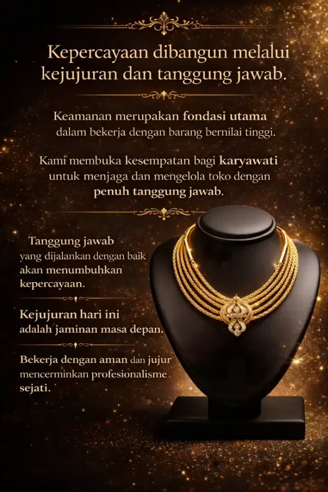 Membutuhkan  karyawan wanita toko emas Semar Nusantara