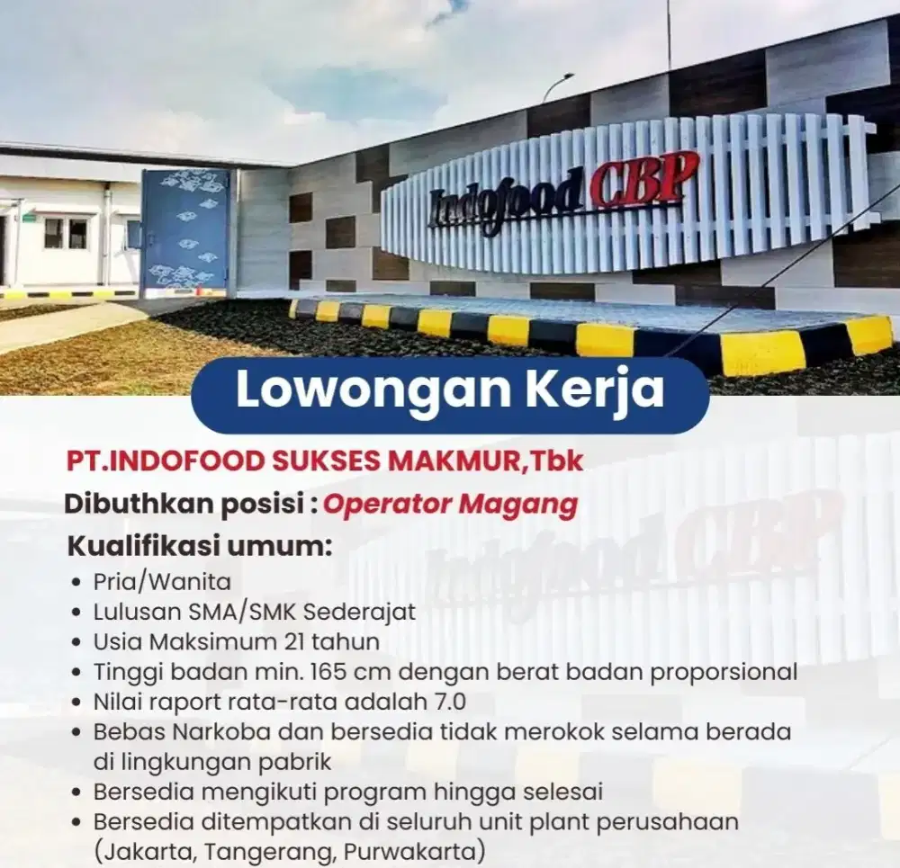 LOKER PT INDOFOOD MAKMUR, Tbk