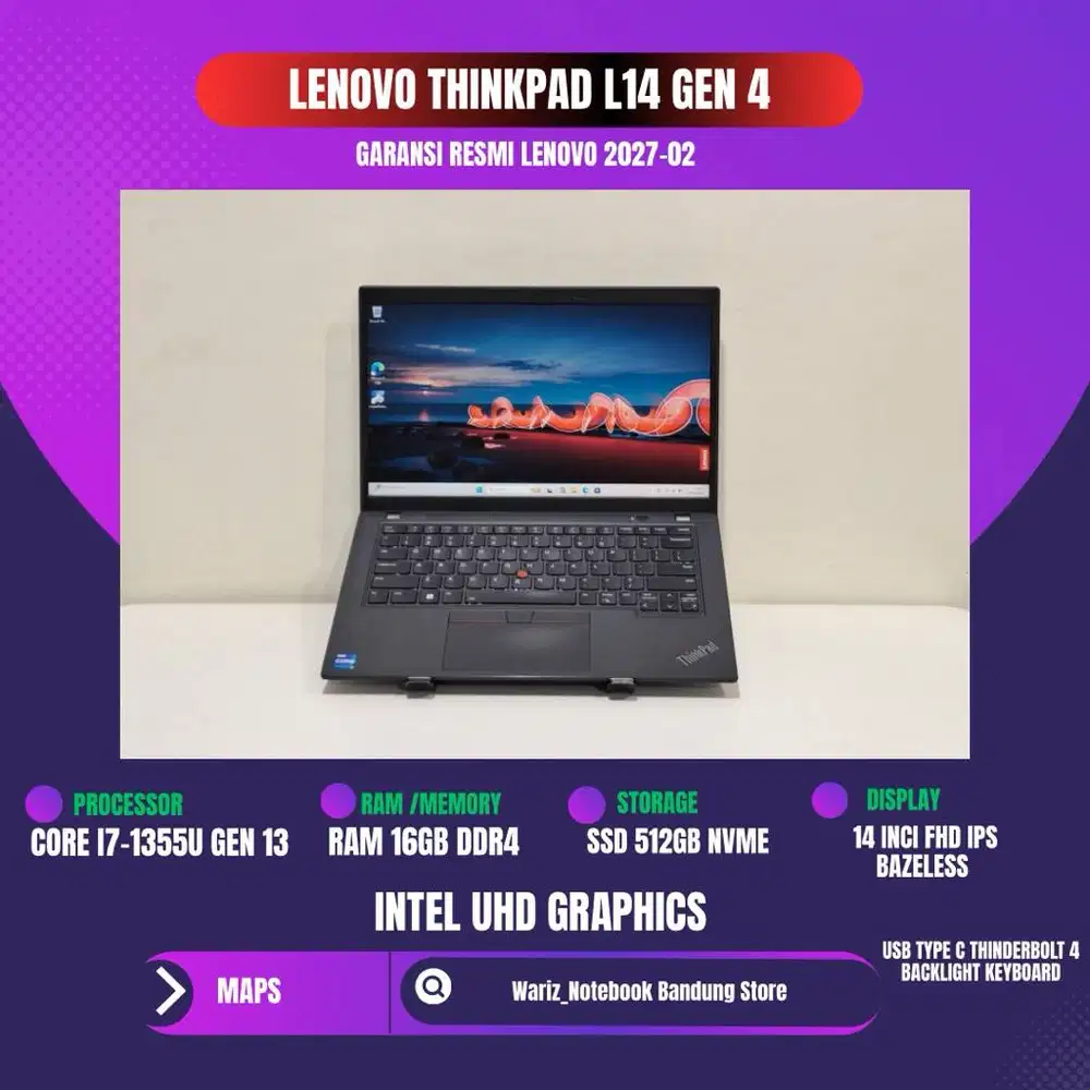 LENOVO THINKPAD L14 Gen 4 CORE I7-1355U GEN 13 RAM 16GB SSD 512GB 14in