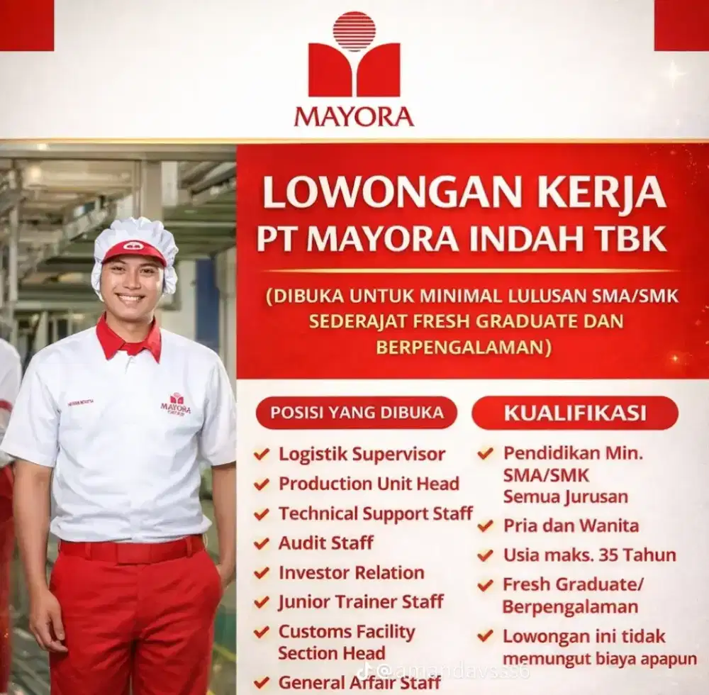 LOKER PT MAYORA INDAH TBK