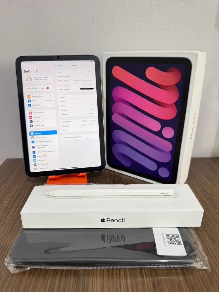iPad Mini 6 256gb Fullset Original + Apple Pencil Gen 2 Fullset