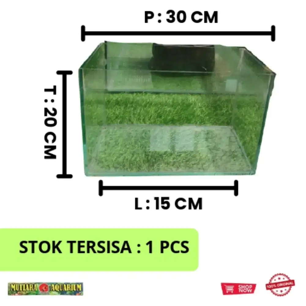 AQUARIUM BEKAS UKURAN 30 X 15 X 20 CM ( 99% LAYAK PAKAI )