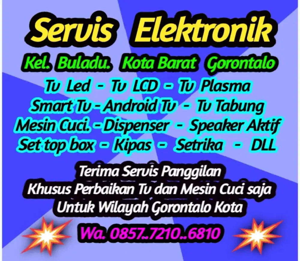 Servis Tv Panggilan Gorontalo Kota dan sekitarnya