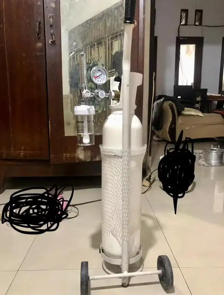 jual tabung oksigen gas bekas baru pakai 2x oxygen + troley