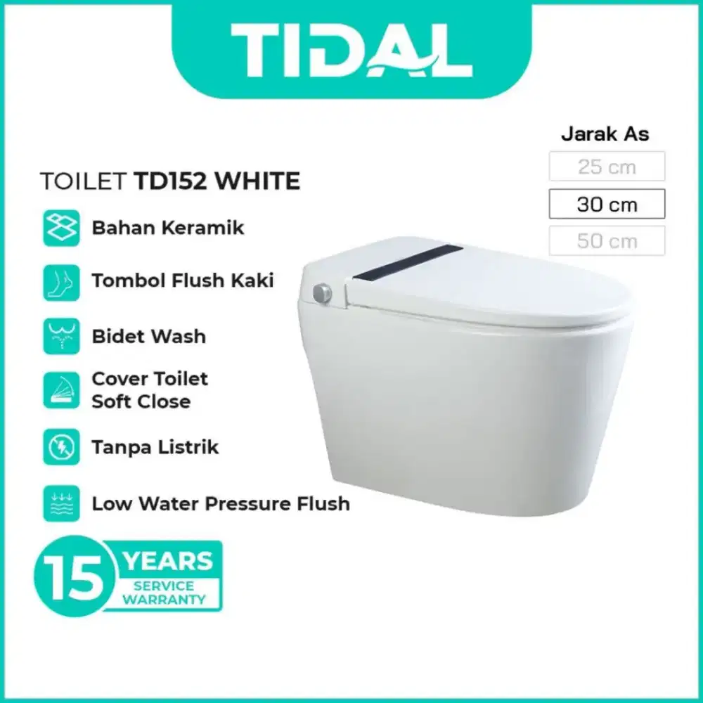 TIDAL Toilet / Kloset Duduk Soft Close Tidal TD152 White