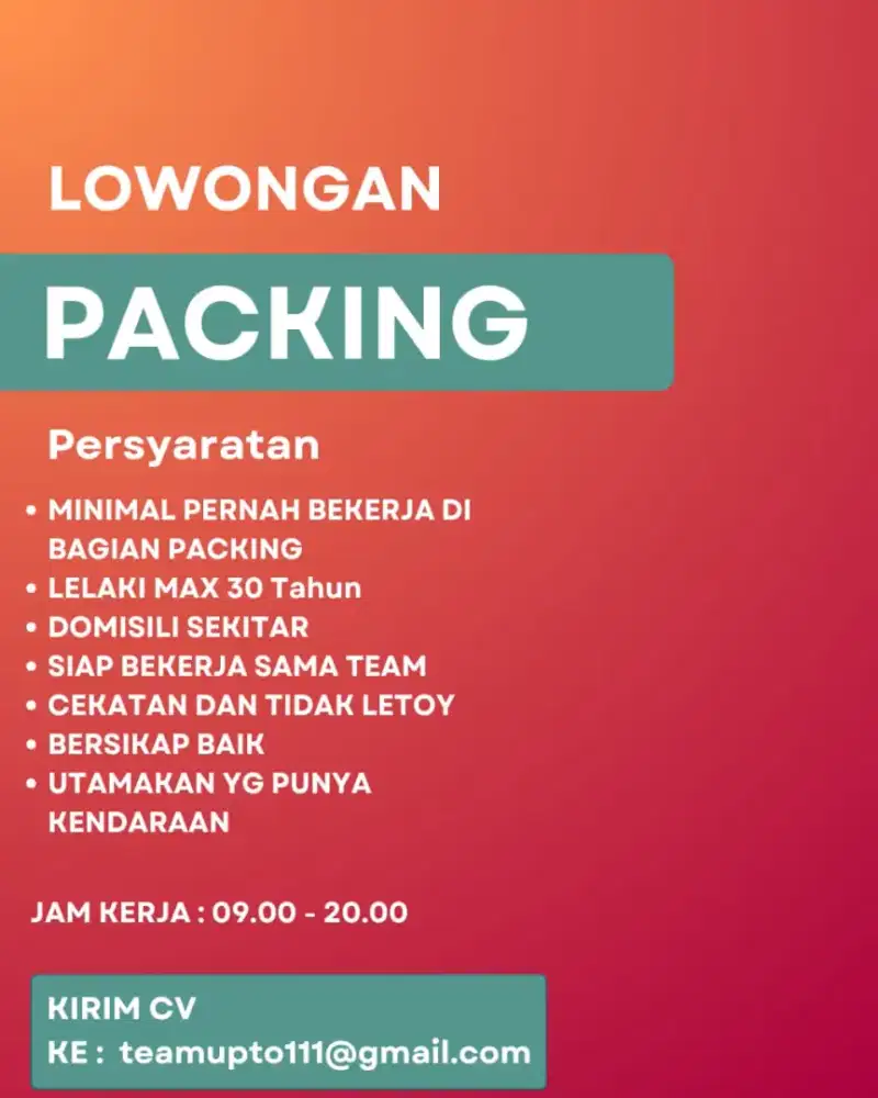 Lowongan Bagian Packing Online Shop