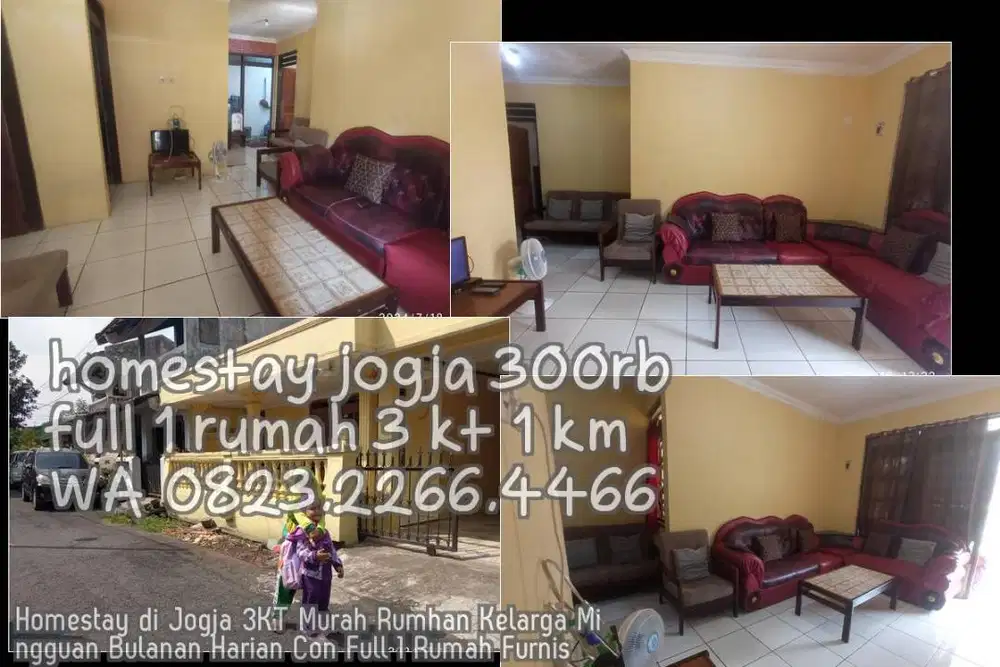 Homestay di Jogja 3KT Murah Rumhan Kelarga Mingguan Bulanan Harian Con