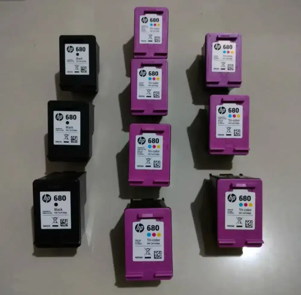 Tinta cartridge HP 680 Tri Color dan hitam Kosong Bekas Pakai