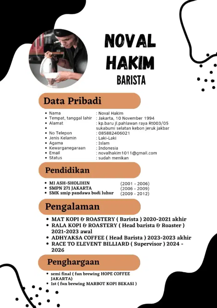 mencari pekerjaan posisi barista , floor , billiard