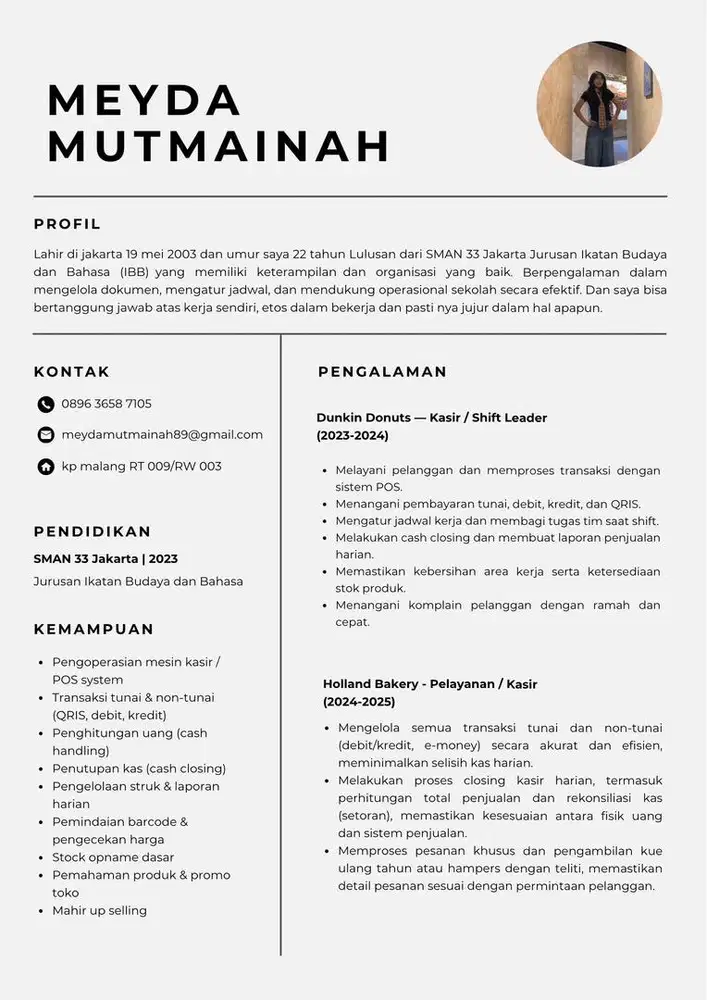 Butuh pekerjaan di bidang host live/fnb