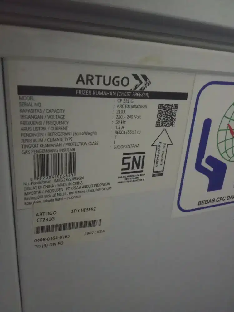 Chest freezer artugo CF 231 G