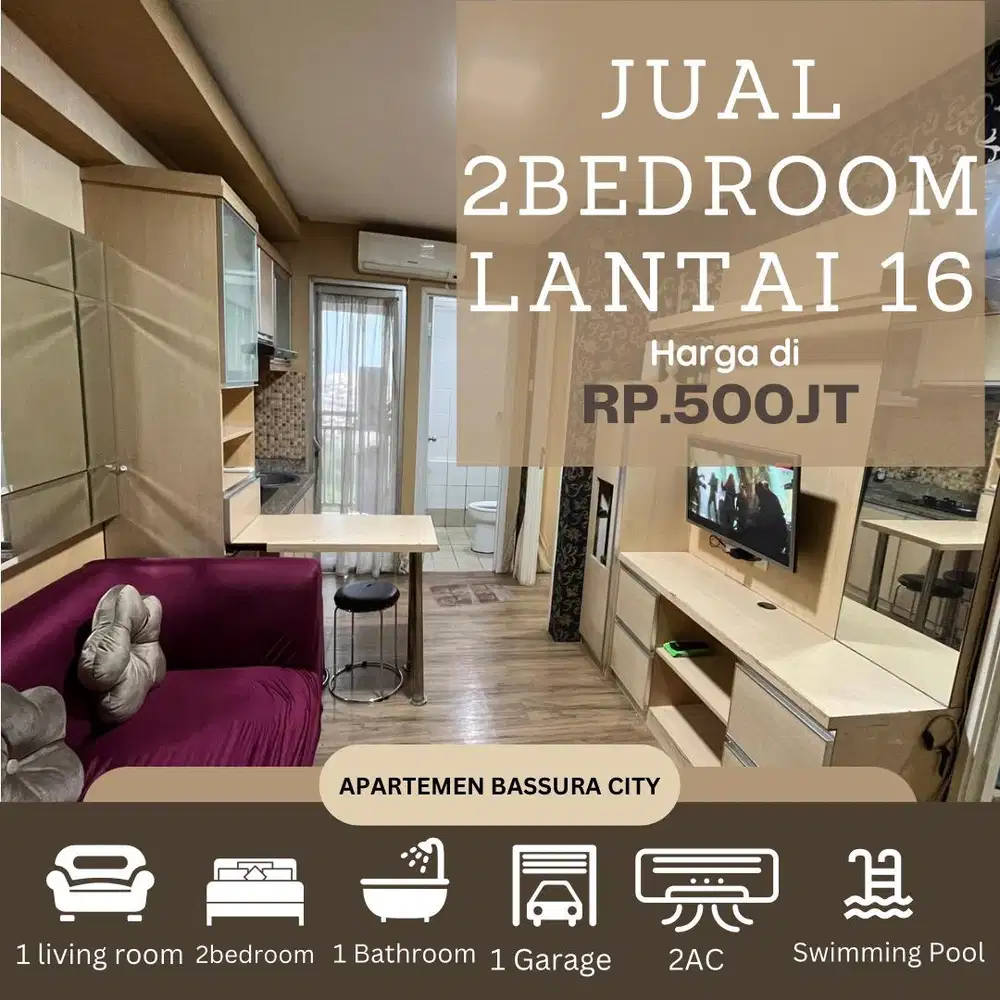 jual 2 kamar murah full furnis atas mall shm apartemen bassura city