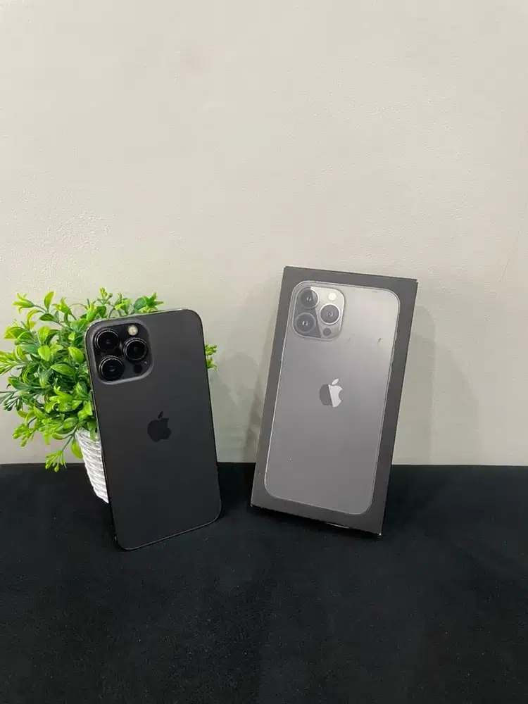 IPhone 13 ProMax 128GB Graphite mulus Fullset BH 100% Sinyal Permanen