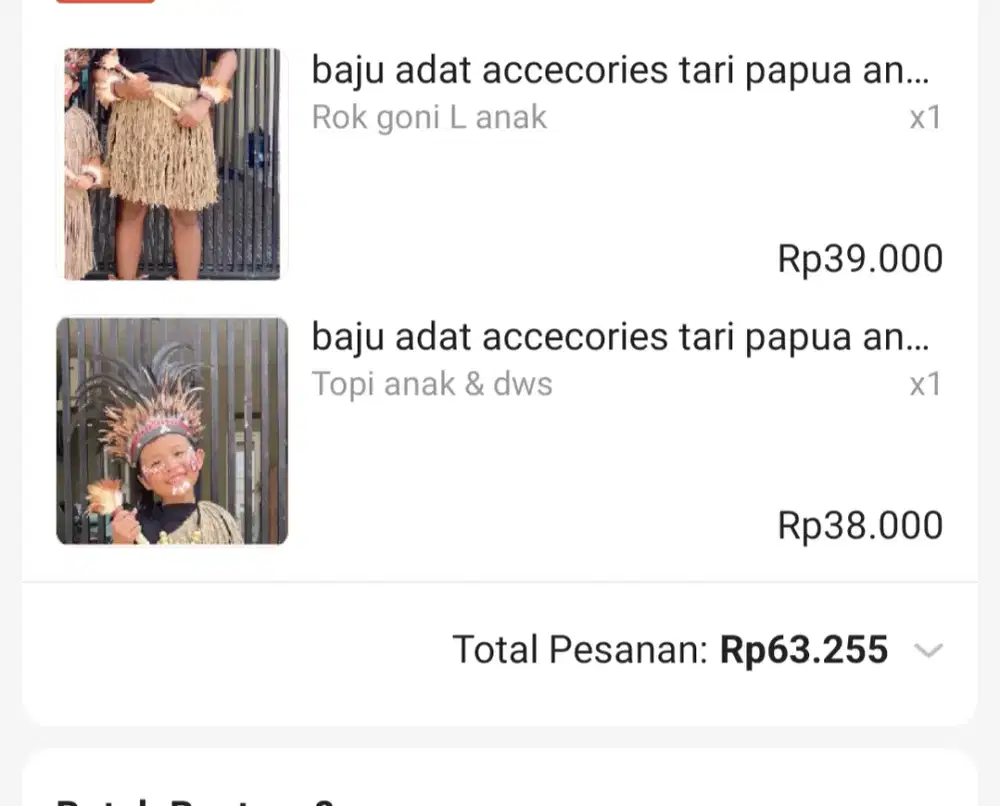 Jual baju tari adat papua