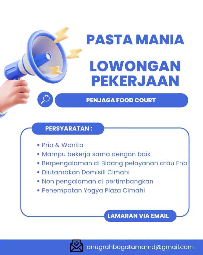 Dibutuhkan penjaga Food court
