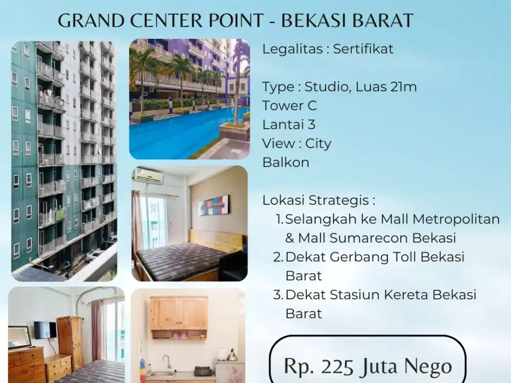 Apartemen Furnished di Grand Center Point, Bekasi Barat