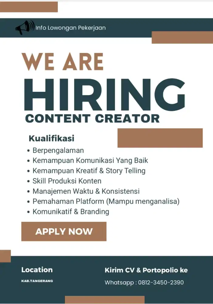 Lowongan Konten Kreator di Citra Raya Tangerang