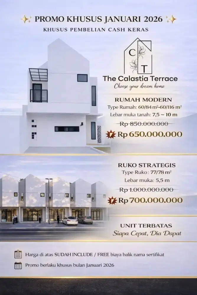 Rumah 2 lantai luas tanah 105 m² cuma 650 juta