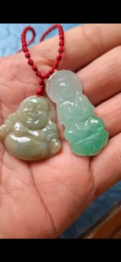 2BH Liontin Carving Buddha dan Julaihud Batu Giok Burma Type A