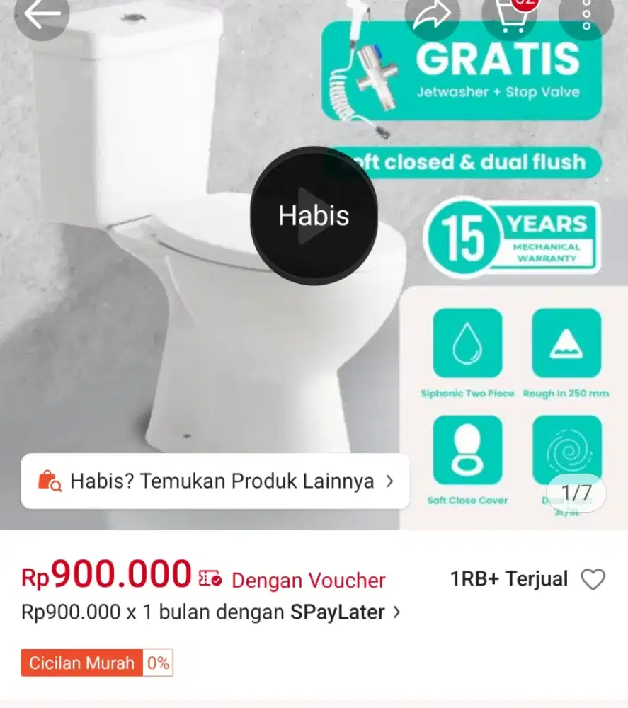 Toilet Duduk, Closet Duduk Merk TIDAL 083