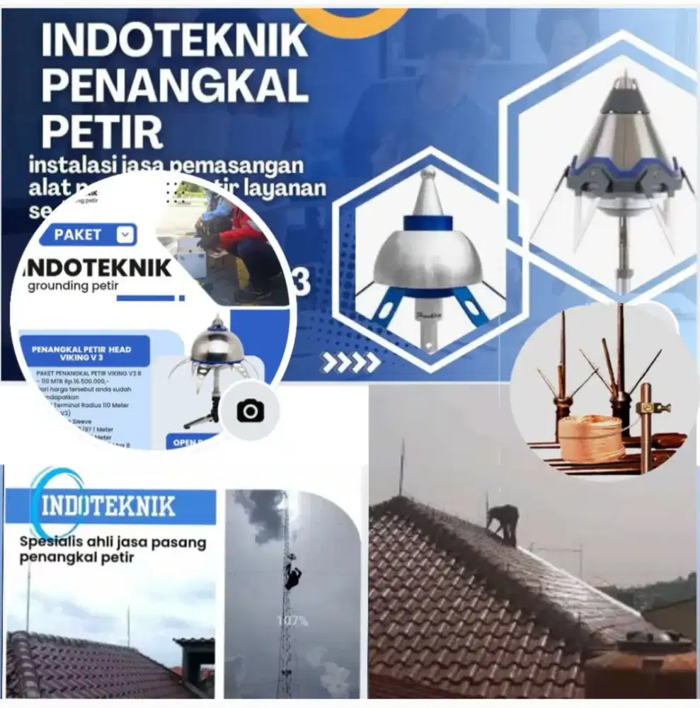 sedia paket Pasang Penangkal Petir Rumah dan grounding mesin
