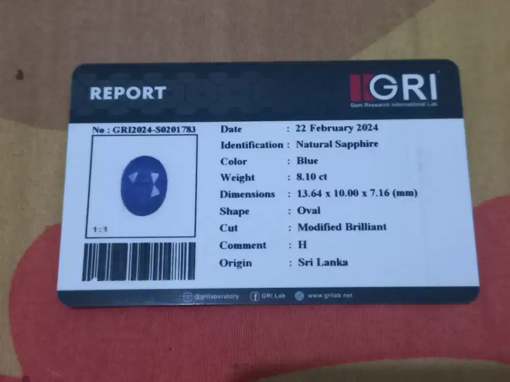 Cincin Permata Blue Sapphire Srilanka 8crt