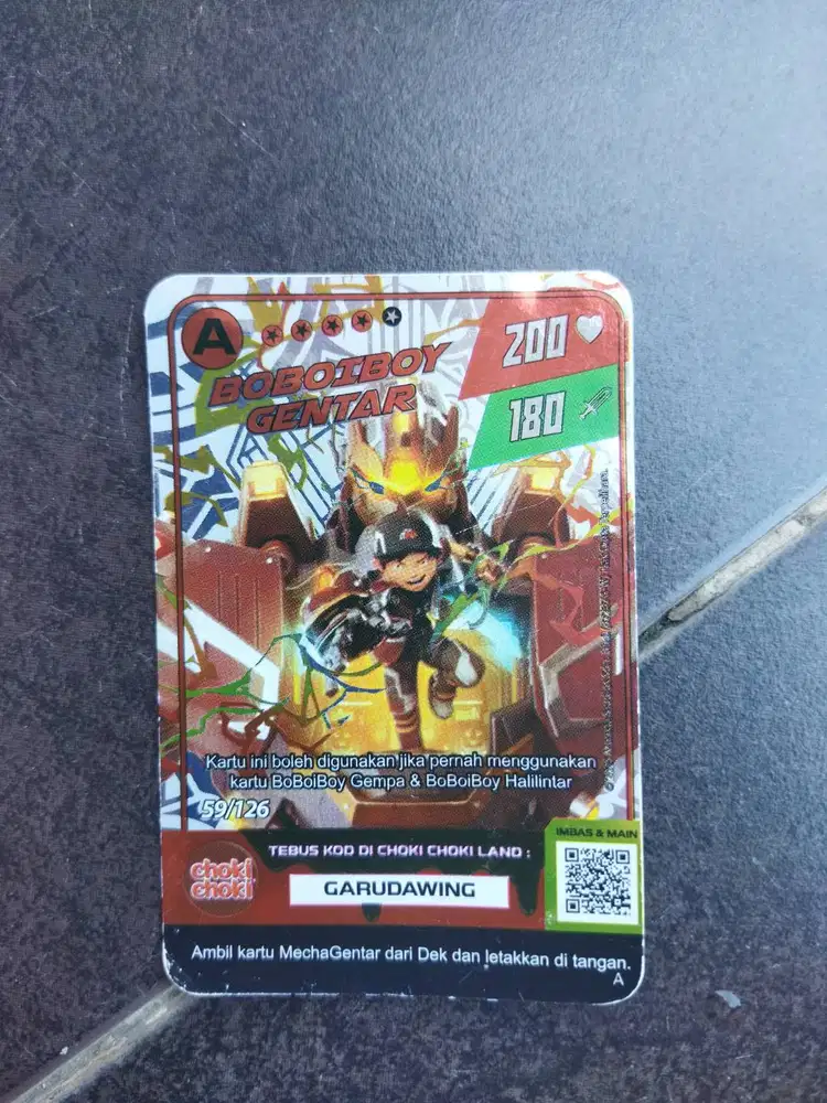 Kartu Boboiboy Gentar A (Hologram)