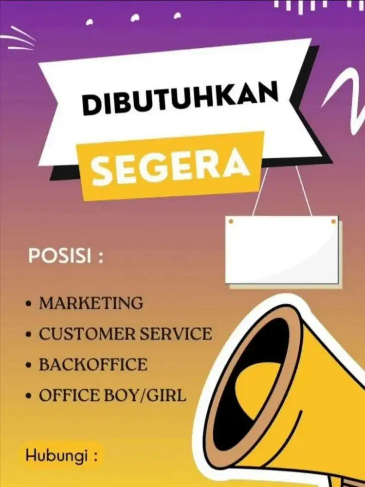 Membutuhkan tenaga untuk posisi administrasi kantor,