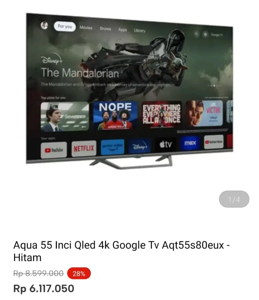 AQUA 55 INCI QLED 4K GOOGLE TV AQT55S80EUX