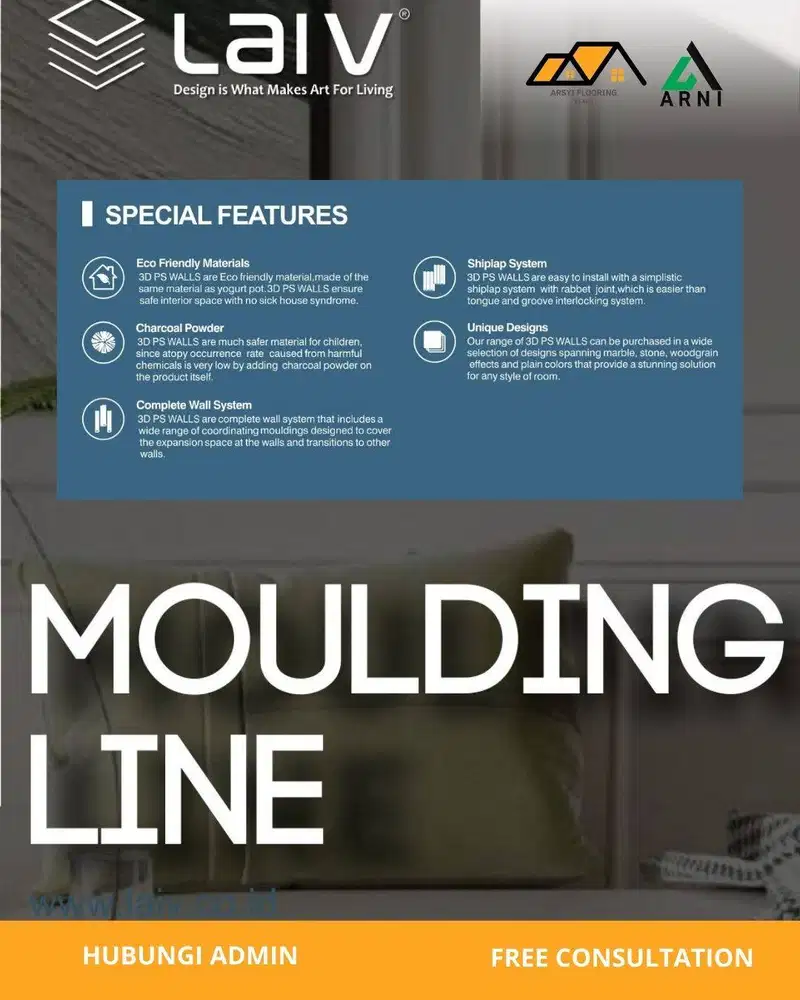 MOULDING LINE PVC|PUTIH elegan dan mewah