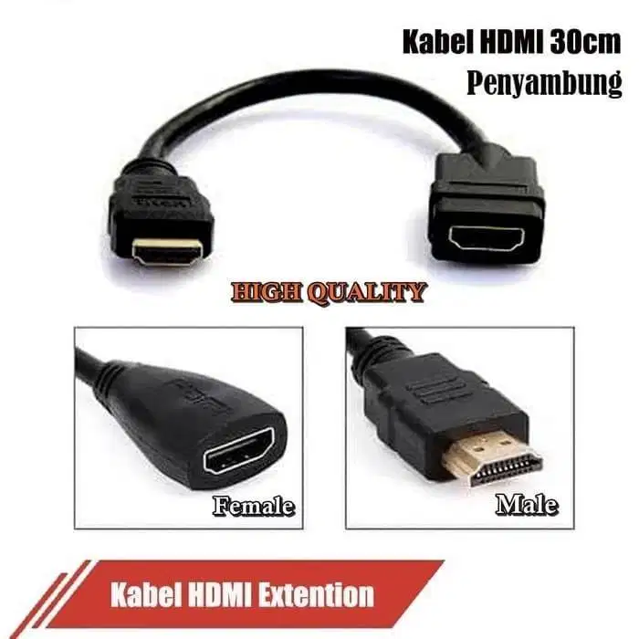 Kabel Perpanjangan HDMI Gold Plated 20cm Sambungan Kabel HDMI HDTV