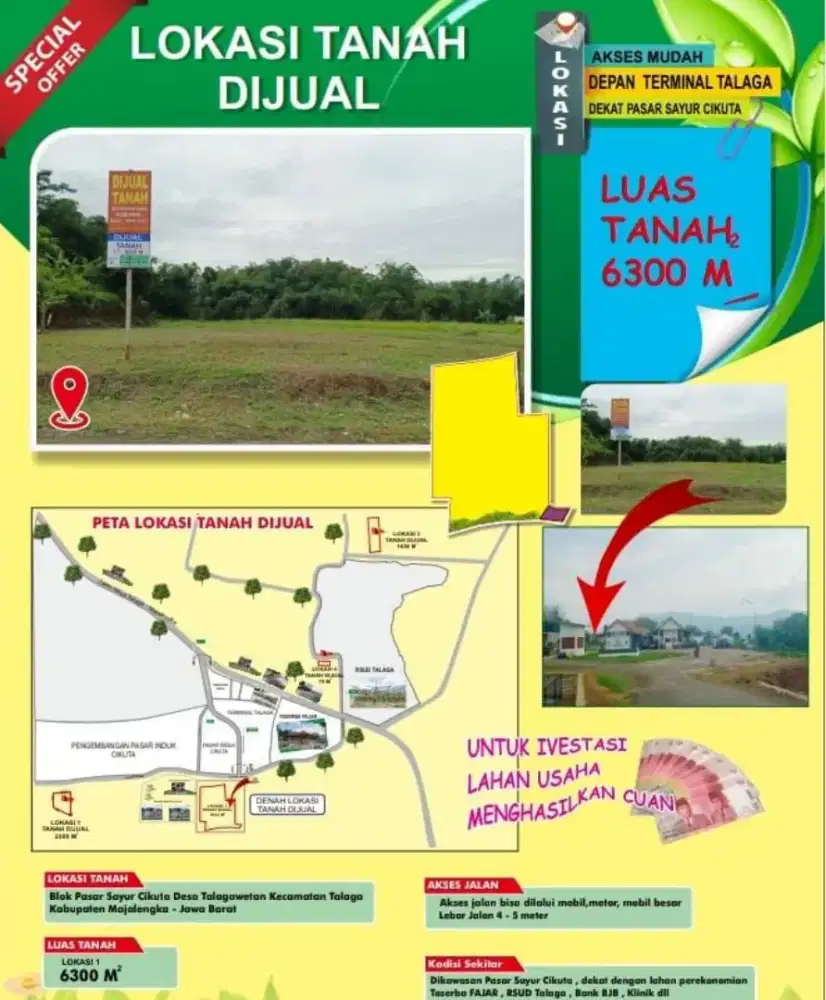 Dijual Tanah Depan Pasar Induk Talaga Depan RSUD Talaga Majalengka