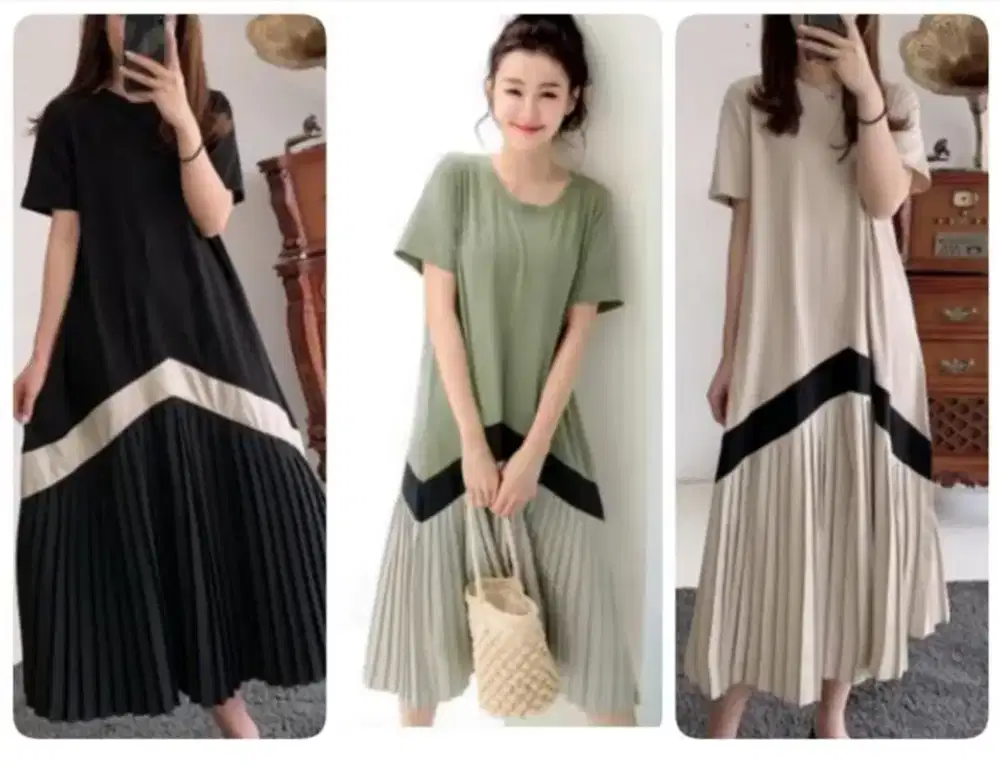 Dress Plisket Jumbo Wanita Kanya | Dress Santa i Kekinian LD Besar